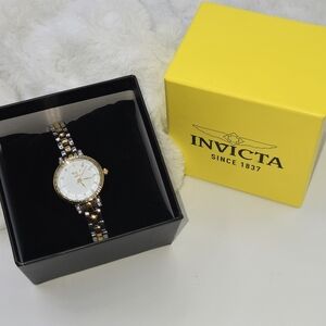 Invicta Two-Tone Gold and Silver Women's Bracelet Watch with White Dial